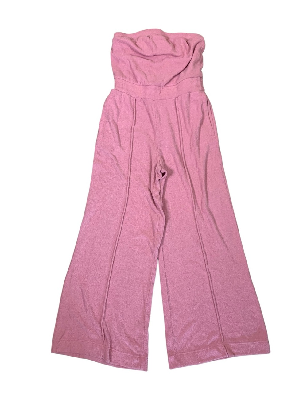 Out From Under Pink Strapless Wide Leg Jumpsuit M Terry Cloth Lounge Y2K
